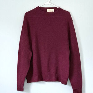 Jantzen VINTAGE Sweater Mens Large Dark Red Scottish Tumbler Wool Crew Neck USA